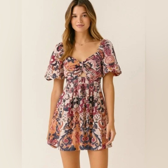 House of Harlow 1960 Multicolor Puff Sleeve Mini Dress - Picture 1 of 6